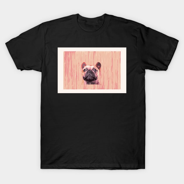 French bulldog, cute frenchie head, pink dog T-Shirt by KINKDesign